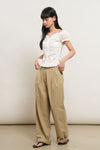 General Idea WOMAN Cap Sleeve Heart Neck Shirring Blouse