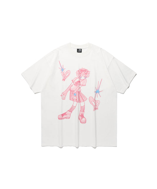 Nice Ghost Club Star Shoes Girl Big Big Tee [White]