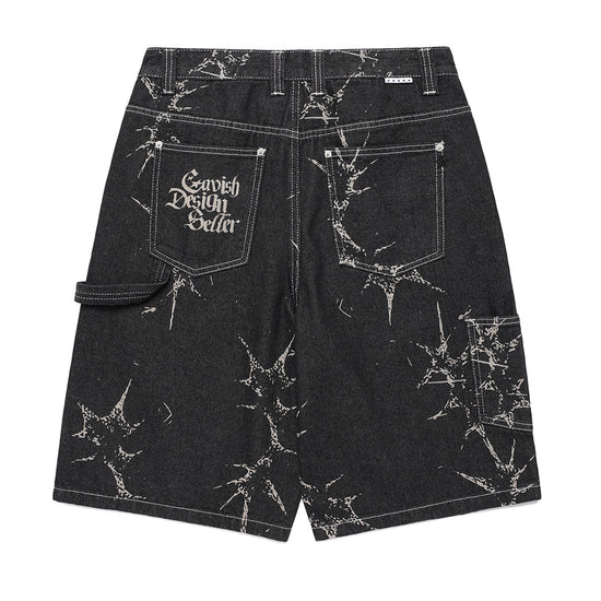 Cavish PRINTED CARPENTER DENIM SHORTS