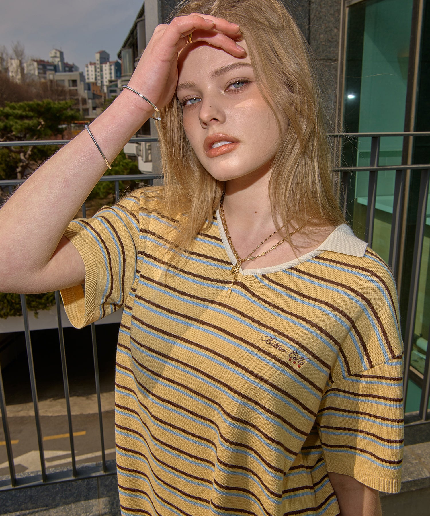 Bitter Cells Millie Stripe Collar Knit-Butter