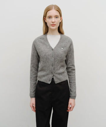 Marithé François Girbaud W V-NECK CROP CARDIGAN heather gray