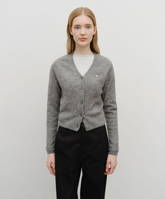 Marithé François Girbaud W V-NECK CROP CARDIGAN heather gray