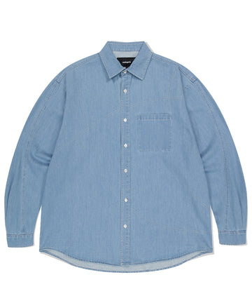 Mahagrid Stitched Denim Shirt