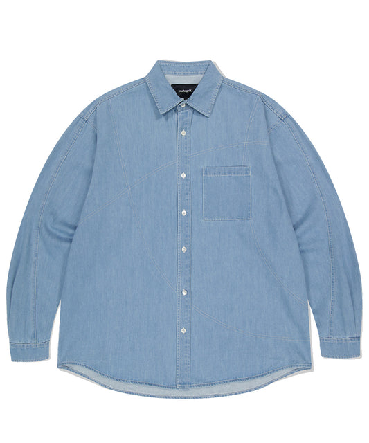 Mahagrid Stitched Denim Shirt