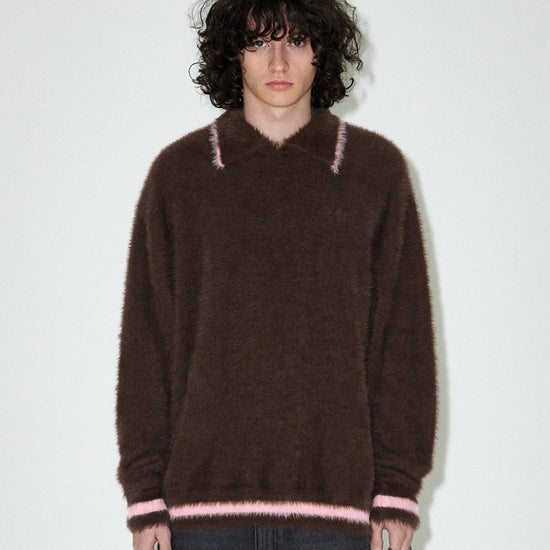 Mahagrid Hairy Collar Knit