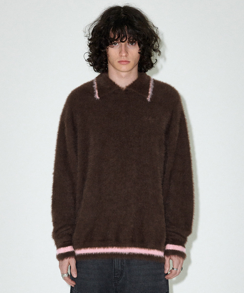 Mahagrid Hairy Collar Knit