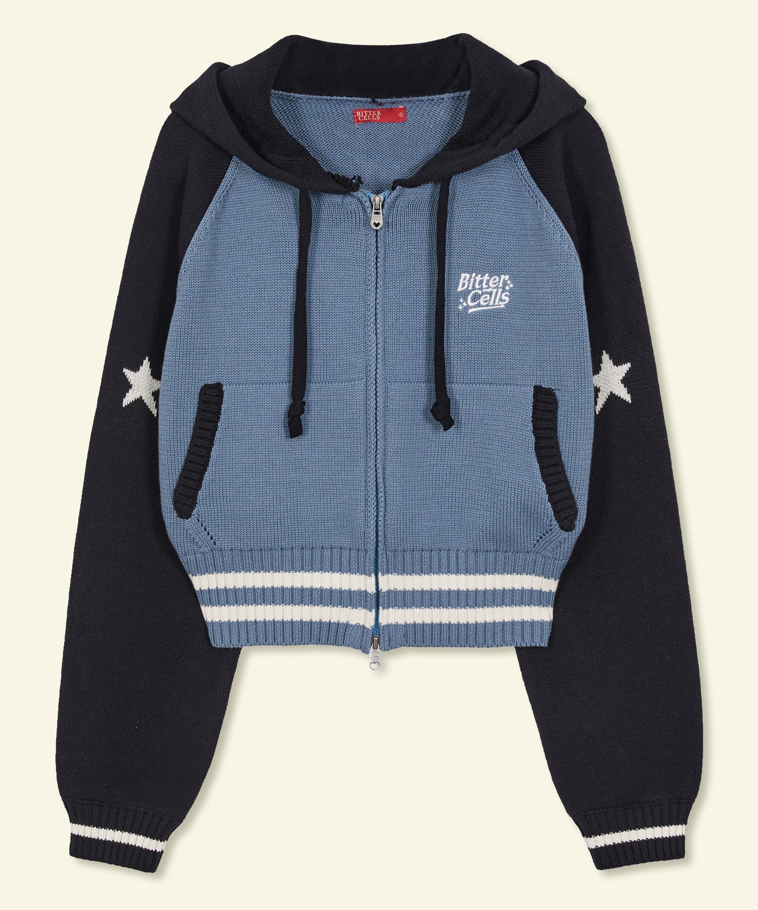 Bitter Cells Star Knit Hoodie-Black