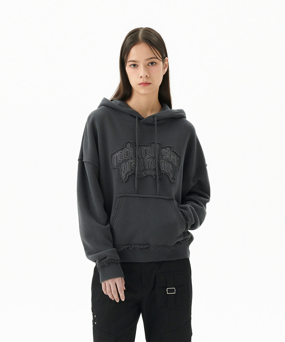 Mahagrid Raw Cut Pray Crop Hoodie