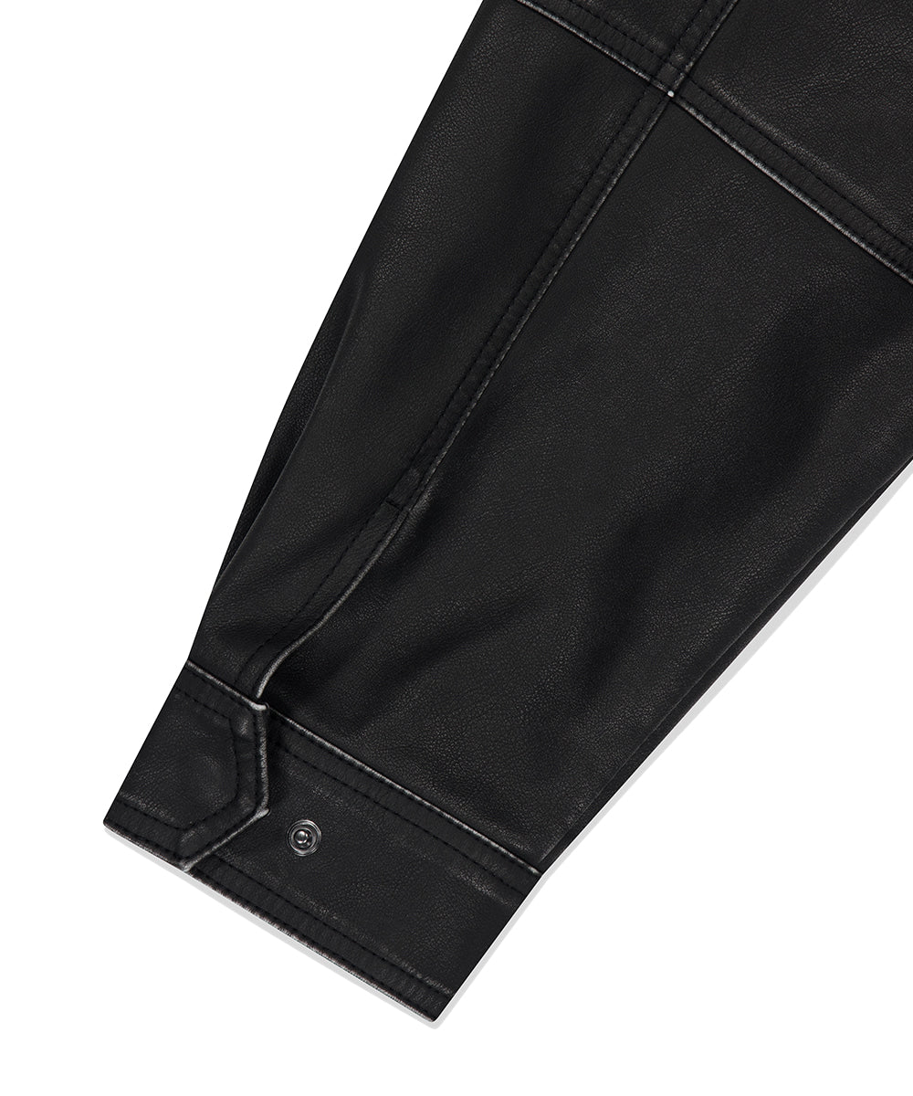Mahagrid Washed Faux Leather Blouson