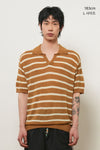 General Idea UNISEX One-Button Collar Stripe Half Knit