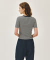 Marithé François Girbaud W STRIPE HENLEY NECK TEE
