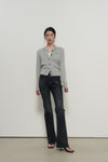 General Idea WOMAN GNRL Signature Superfine Wool Cable Cardigan [Light Grey]