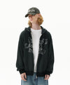 Mahagrid Empty Stripe Zip Up Hoodie Black
