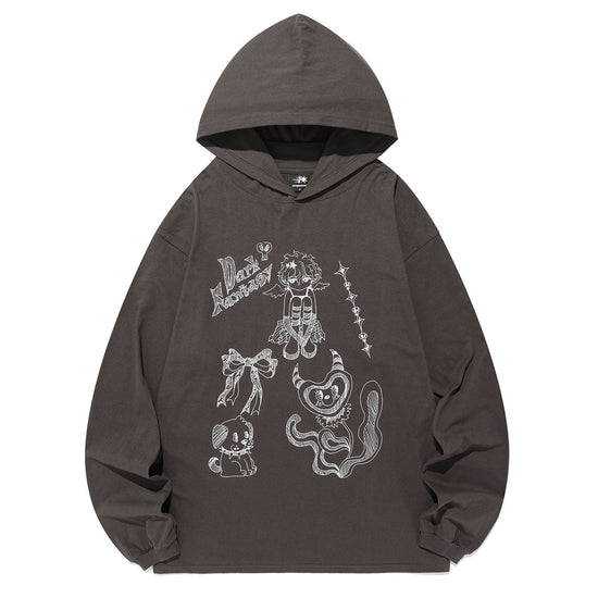 Nice Ghost Club Doodle Big Big Long Sleeve Hoodie
