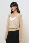 General Idea WOMAN Deep V-Neck Sheer Knit Pullover [SAND]