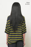 General Idea UNISEX One-Button Collar Stripe Half Knit