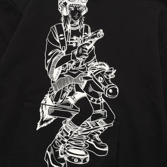 Nice Ghost Club Girl with a Gun Hoodie [Black]