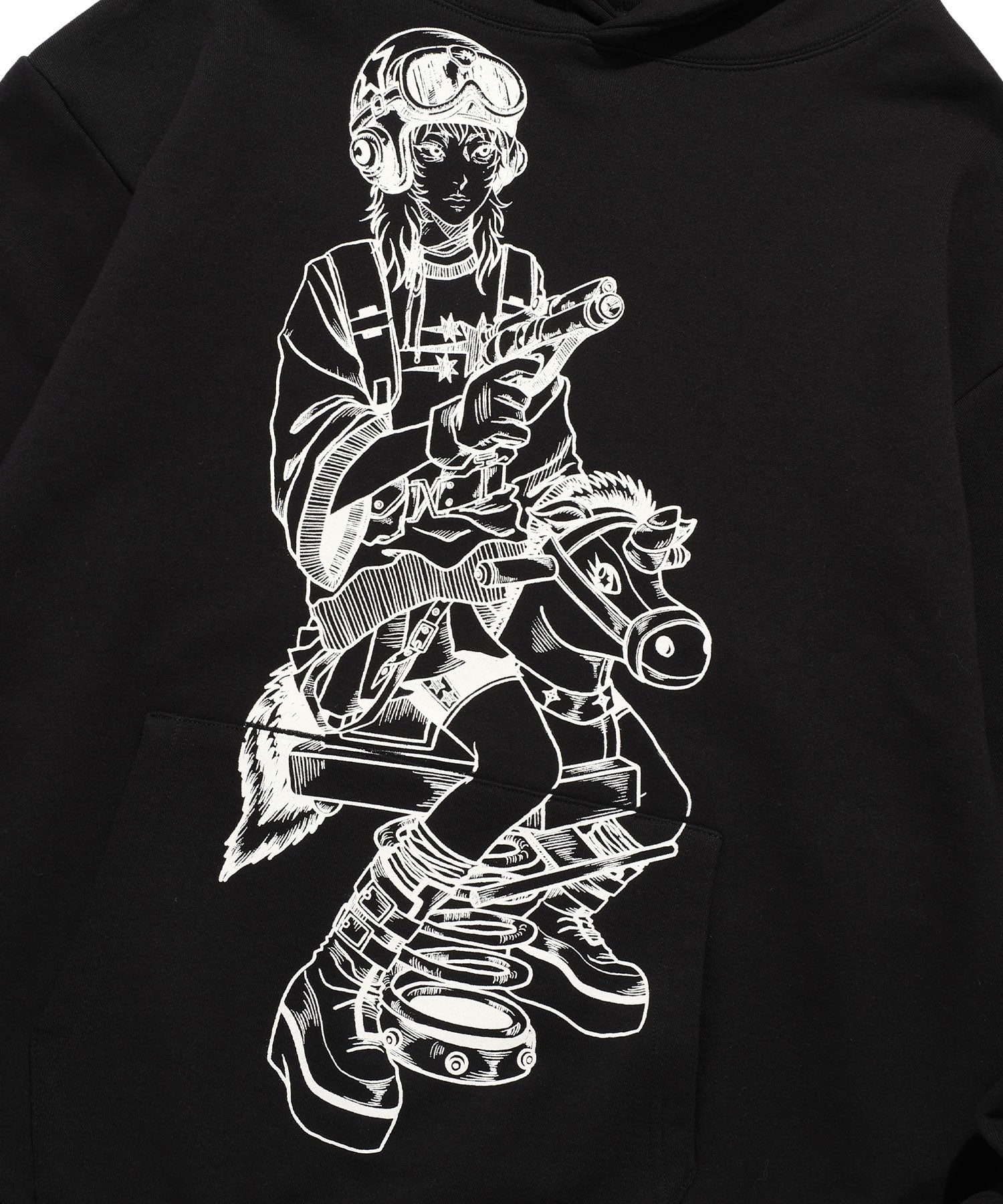 Nice Ghost Club Girl with a Gun Hoodie [Black]