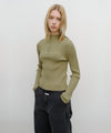 Marithé François Girbaud W BALACLAVA HOODIE SLIM KNIT Light Olive