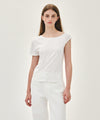 Marithé François Girbaud W SMALL CLASSIC LOGO ONE SHOULDER LAYERED TEE ivory