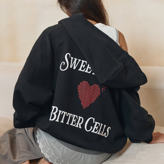 Bitter Cells Scatter Heart Hood Zip Up - Black