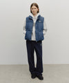 Marithé François Girbaud Classic Logo Denim Down Vest Dark Blue