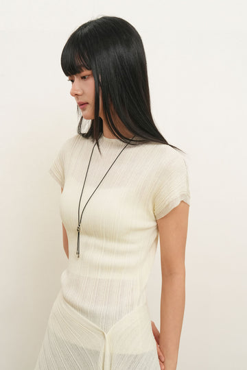 General Idea WOMAN Pleated Half Neck Knit Top