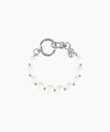 Marithé François Girbaud CIRCLE LOGO BEADS STRAP KEYRING white