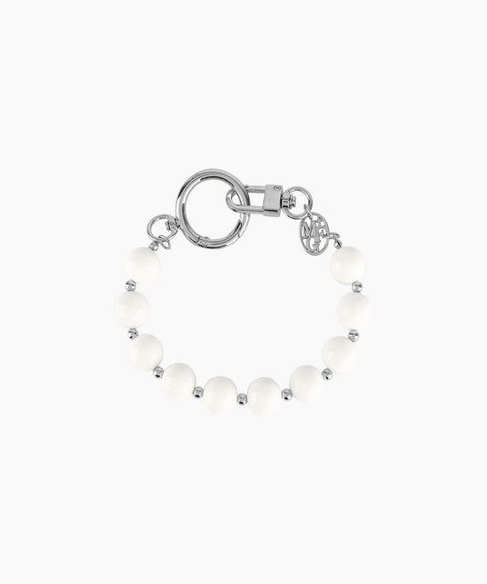 Marithé François Girbaud CIRCLE LOGO BEADS STRAP KEYRING white