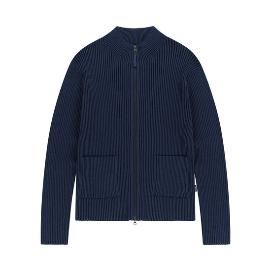 Mahagrid Two Tone Zip Up Cardigan