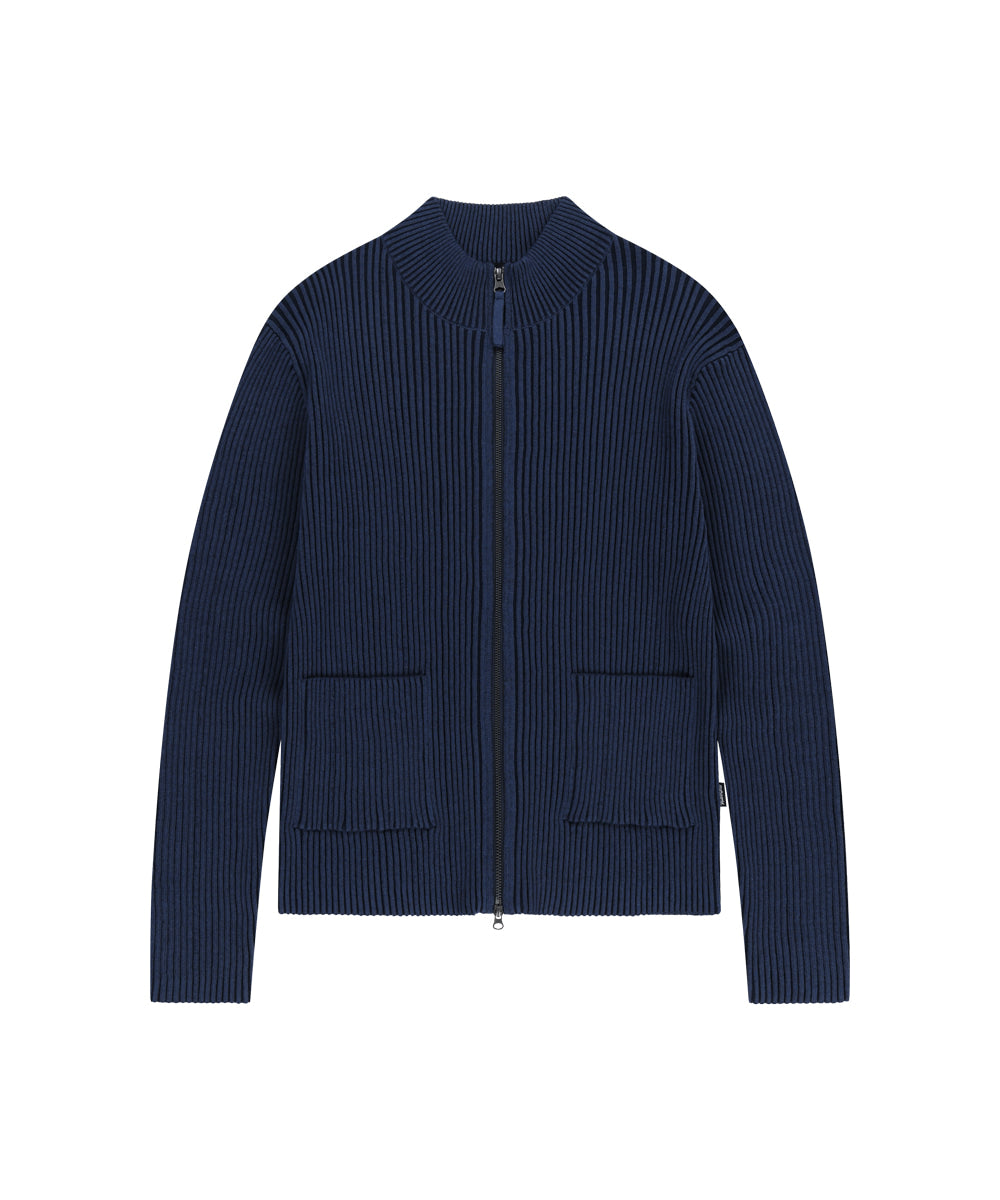 Mahagrid Two Tone Zip Up Cardigan