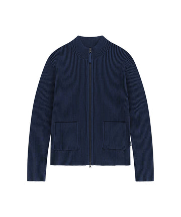 Mahagrid Two Tone Zip Up Cardigan