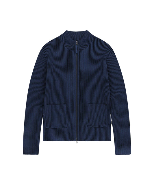 Mahagrid Two Tone Zip Up Cardigan