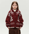 Marithé François Girbaud Kids Nordic Bear Knit Collar Cardigan Navy