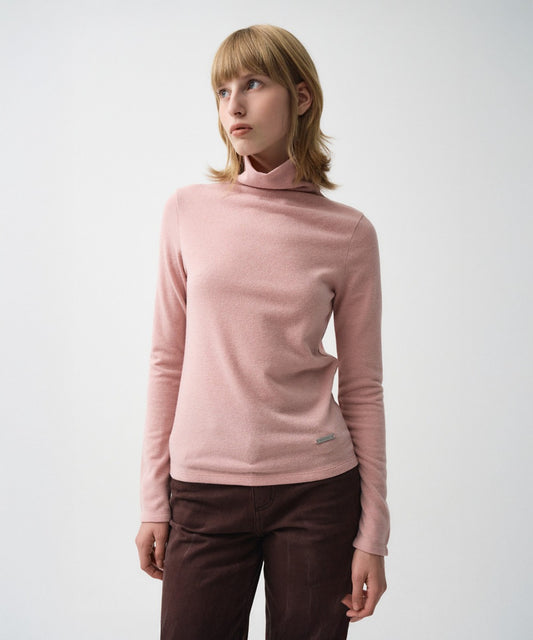 Marithé François Girbaud Women's Warm Touch Turtle Neck Long Sleeve Pink