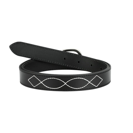 Mahagrid STITCH LEATHER BELT [BLACK]