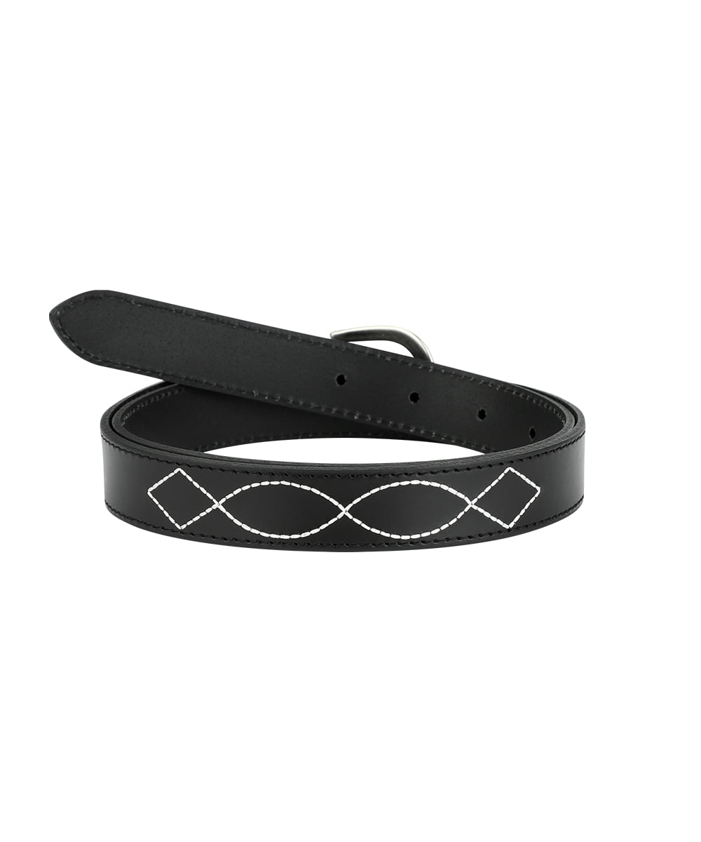 Mahagrid STITCH LEATHER BELT [BLACK]