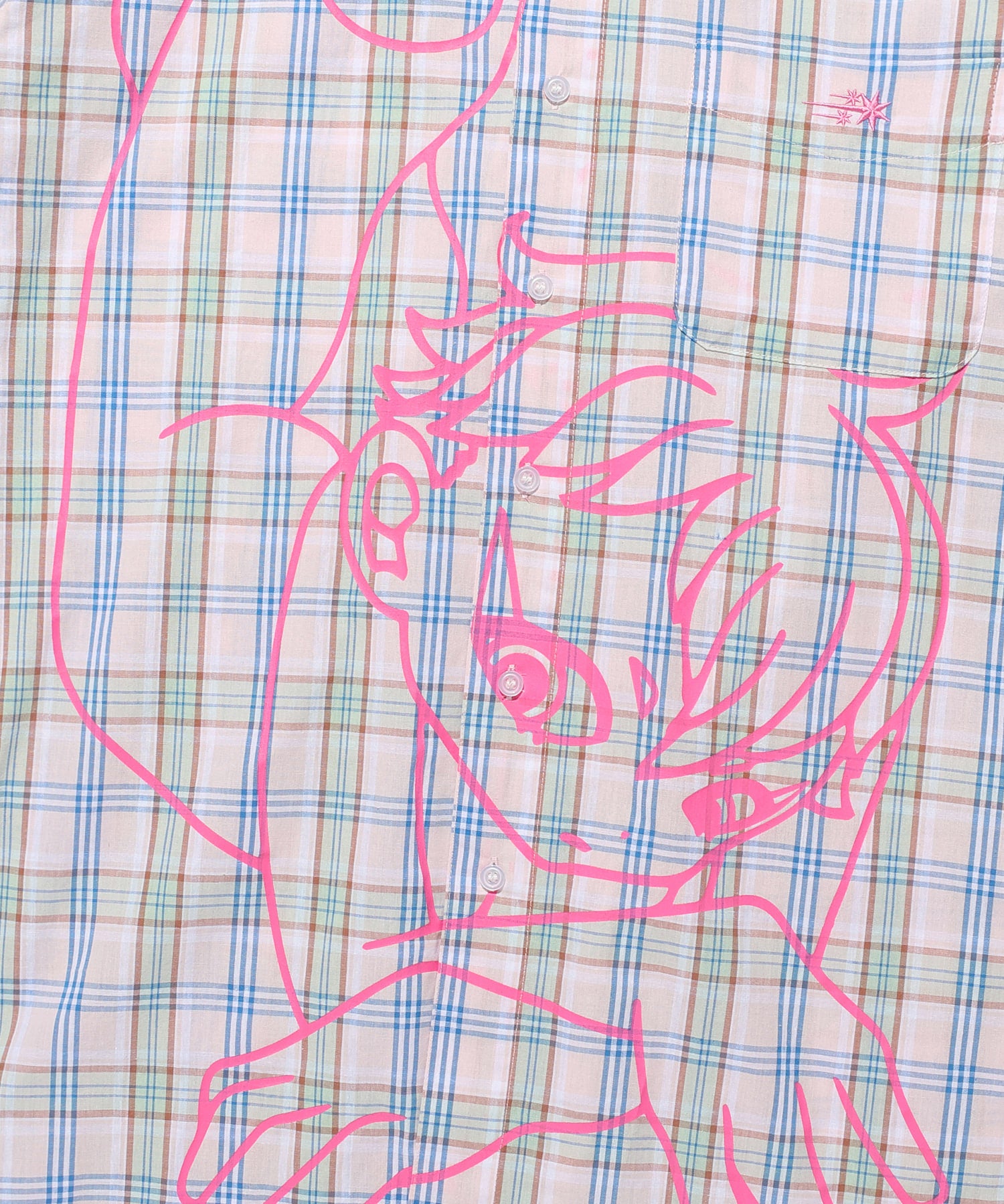 Nice Ghost Club Angel Check Big Big Half Shirt