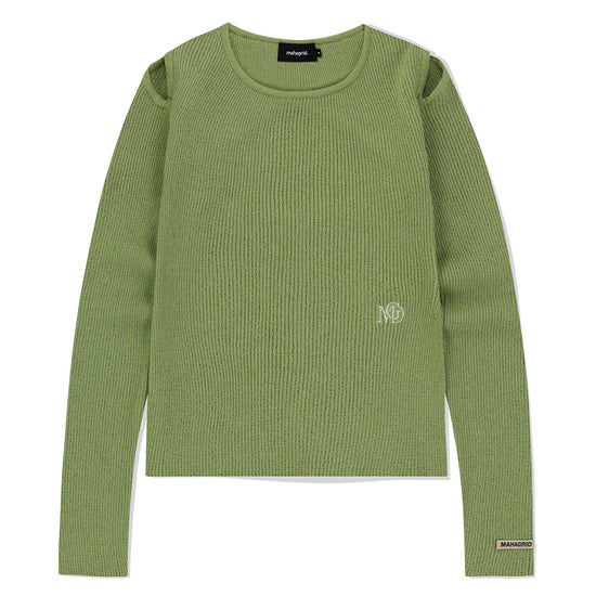 Mahagrid Cut Off Long Sleeve Knit