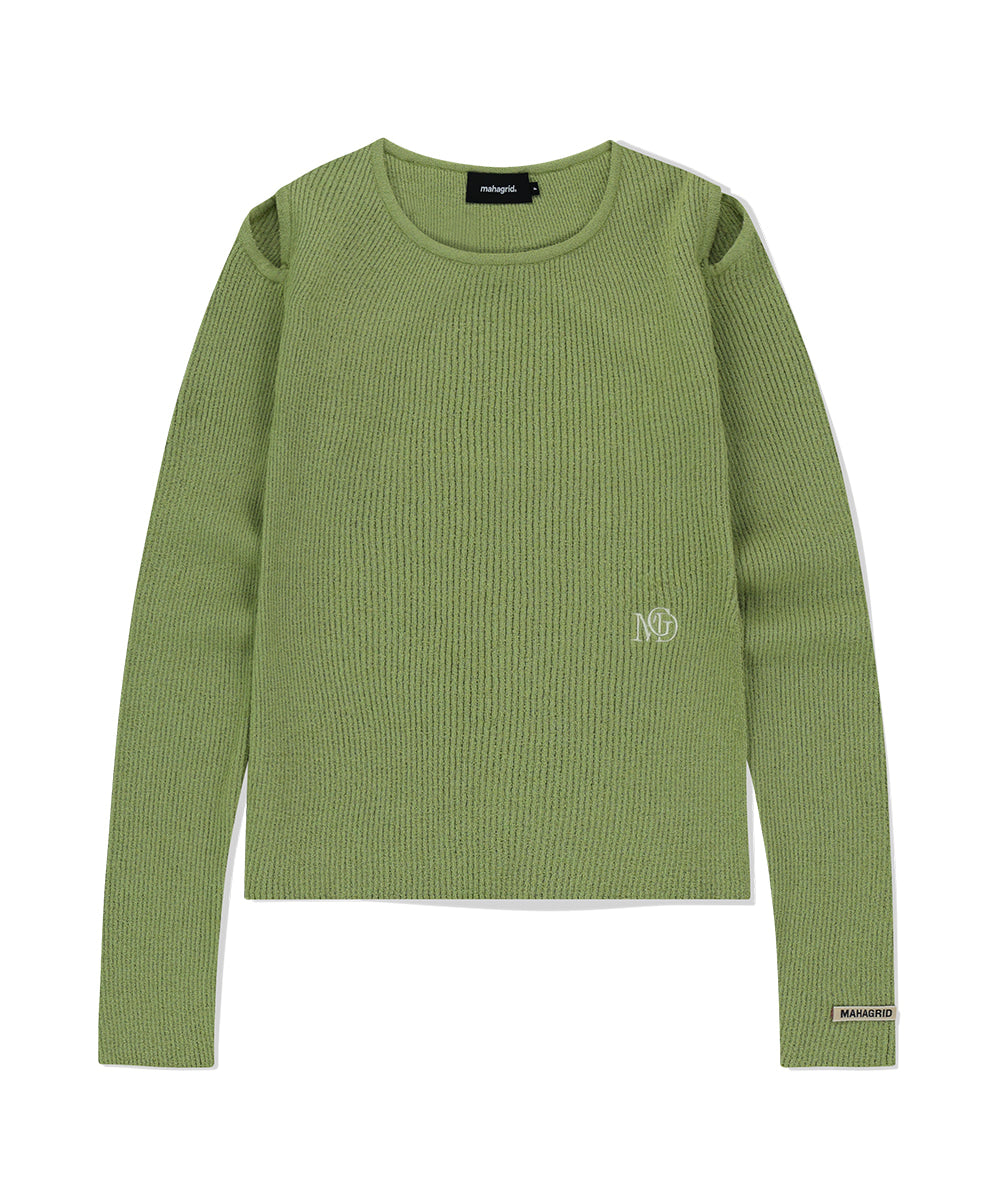 Mahagrid Cut Off Long Sleeve Knit
