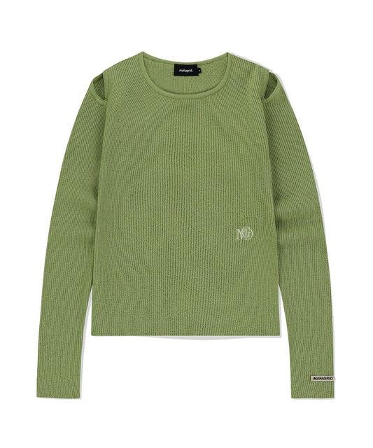 Mahagrid Cut Off Long Sleeve Knit