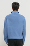 General Idea [XXL Exclusive] Unisex Color-Block Collar Henry Neck Knit [Light Blue]