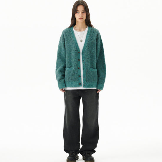 Mahagrid Mixed Hairy Knit Cardigan