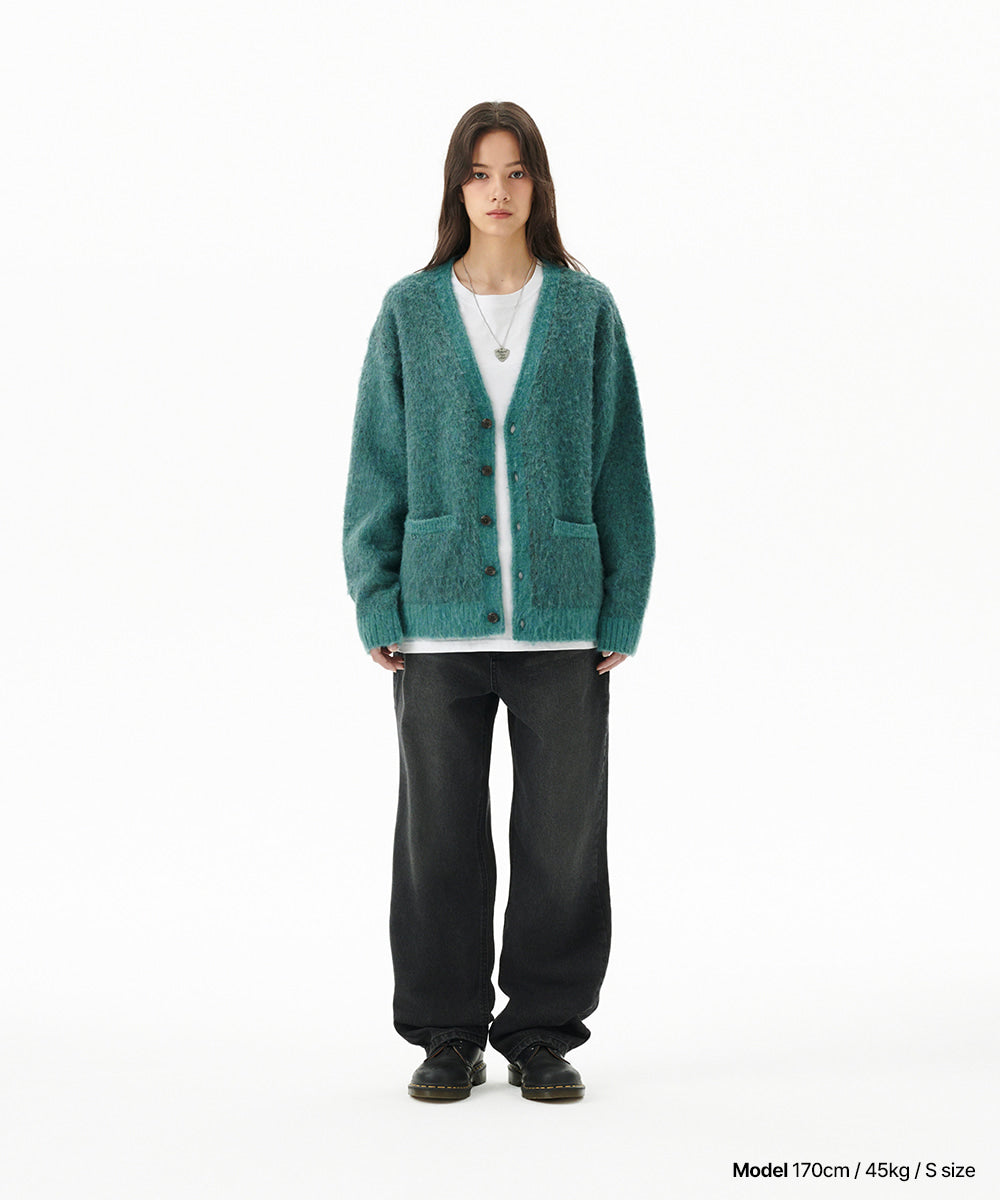 Mahagrid Mixed Hairy Knit Cardigan