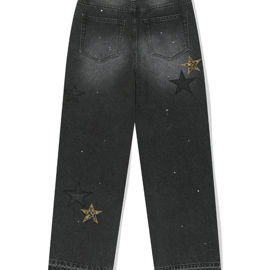 Mahagrid Star Flared Denim Pants [Black]