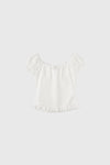 General Idea WOMAN Cap Sleeve Heart Neck Shirring Blouse