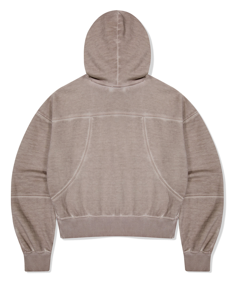 Mahagrid Dyed Curved Seam Crop Hoodie