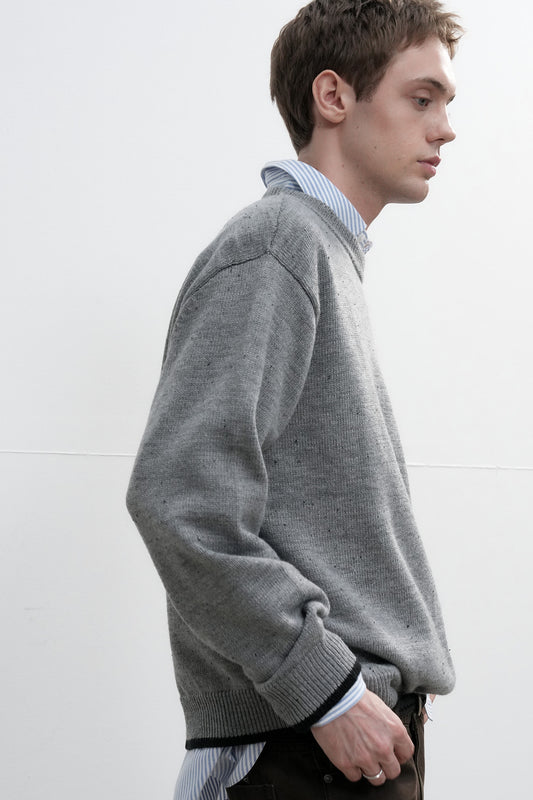 General Idea MAN Neps Crew Neck Pullover [GREY]