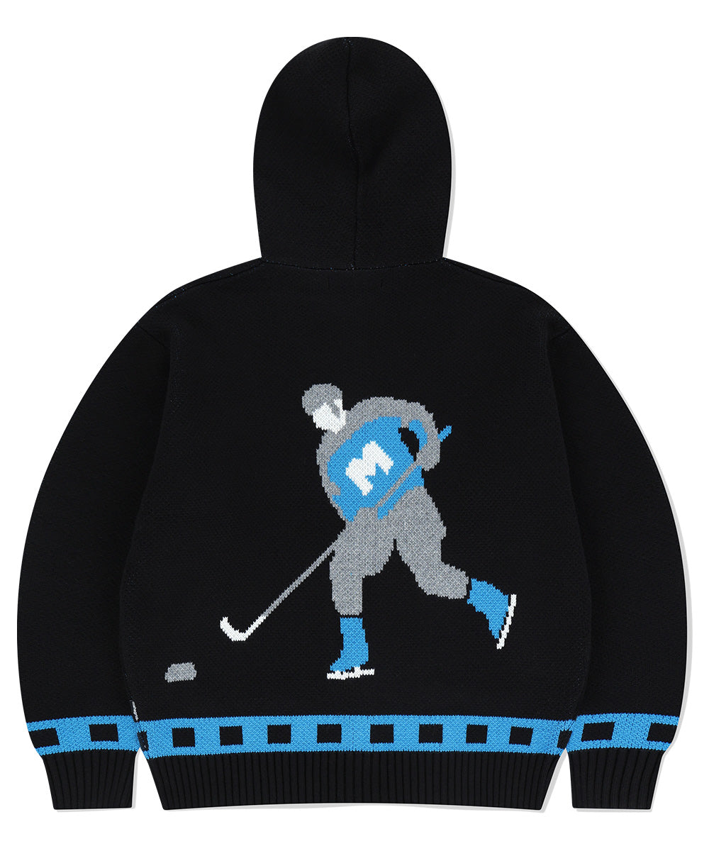 Mahagrid Hockey Knit Zip-Up Hoodie