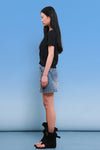 General Idea WOMAN Temperature-Cut Crew Neck Half Cardigan [BLACK]